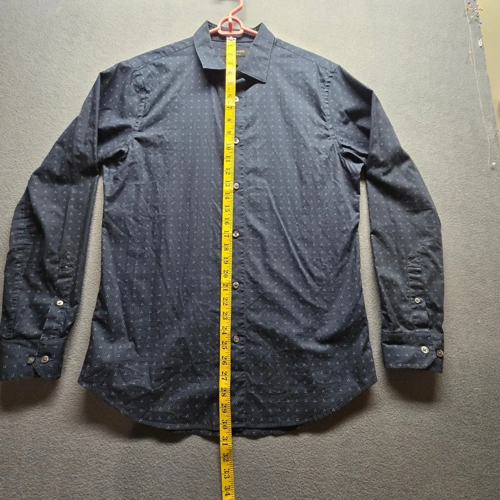 Banana Republic Camden Standard Fit Navy Blue Geometric Dot Print Shirt Mens M